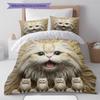 Persian Cat Pattern Bedding Quilt Set Quilt Cover Pillowcase Home Decoration Gift (1 * duvet cover + 2 * pillowcase, without core)