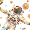 Cartoon Dream Astronaut Planet Wall Stickers Children'S Room Background Decals Bedroom Home Decor Mural