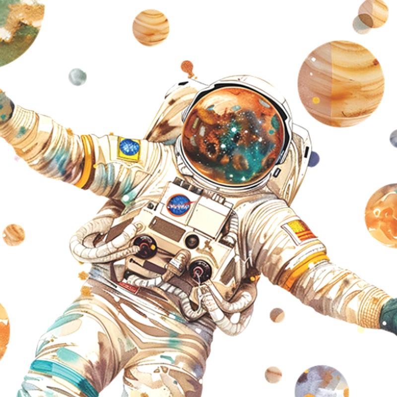 Cartoon Dream Astronaut Planet Wall Stickers Children'S Room Background Decals Bedroom Home Decor Mural