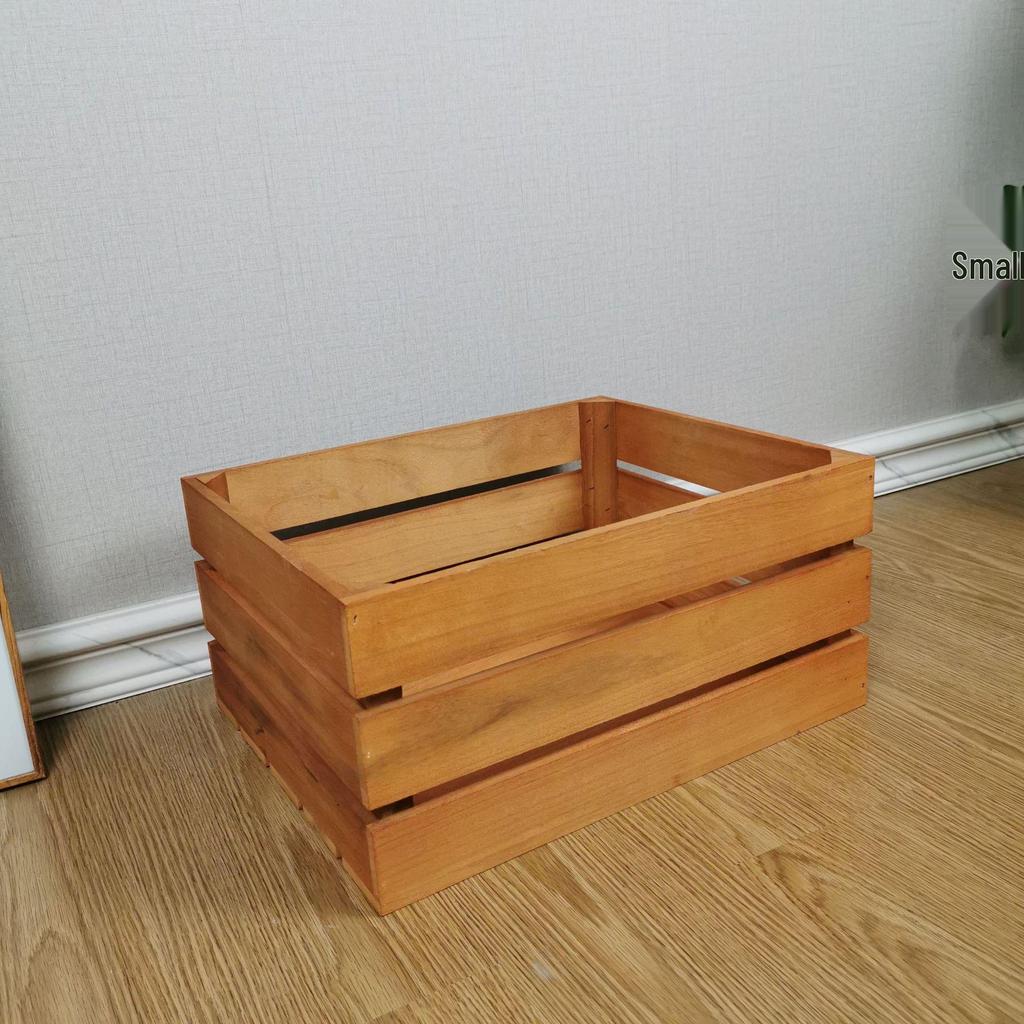Distressed Wooden Rectangular Basket for Fruit & Vegetable Display