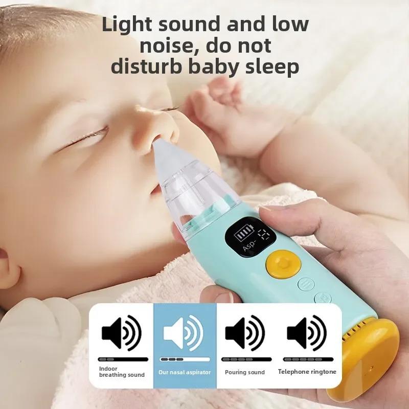 Electric Baby Nasal Aspirator - Safe Newborn Nasal Suction Device for Infants, Quiet Mucus Removal Tool with Multiple Tips