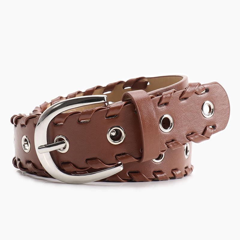 

Men and Women s Personalized Belts Niche Rope Punching Hollow Versatile Jeans Decoration Women s Belt