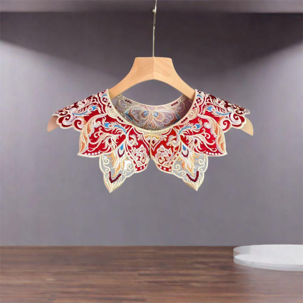 Elegant Lace Shawl Embroidery Design Detachable Collar Unique False Collar  Cultural Wear