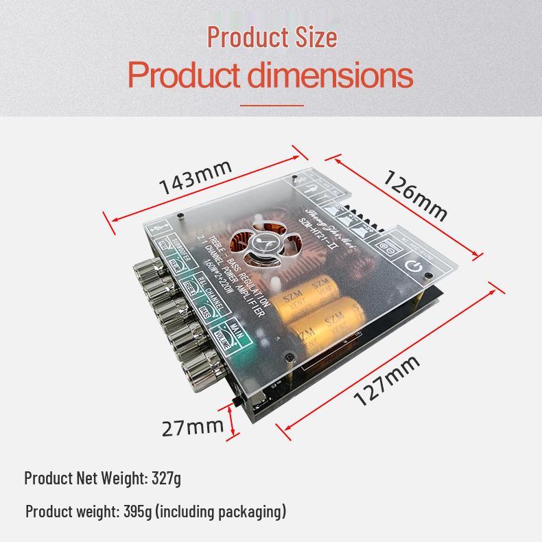 HT21-II 2.1 Channel Bluetooth Digital Amplifier Board with TDA7498E, Tone, and Bass.