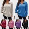 2026 Autumn/Winter Women's Plus Size V-Neck Long Sleeve Ribbed T-shirt