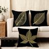 Golden Leaf Branch Pattern Cushion Cover Plush Fabric Soft DoubleSided Printed Sofa Warm Winter Home Child Gift Pillow Case