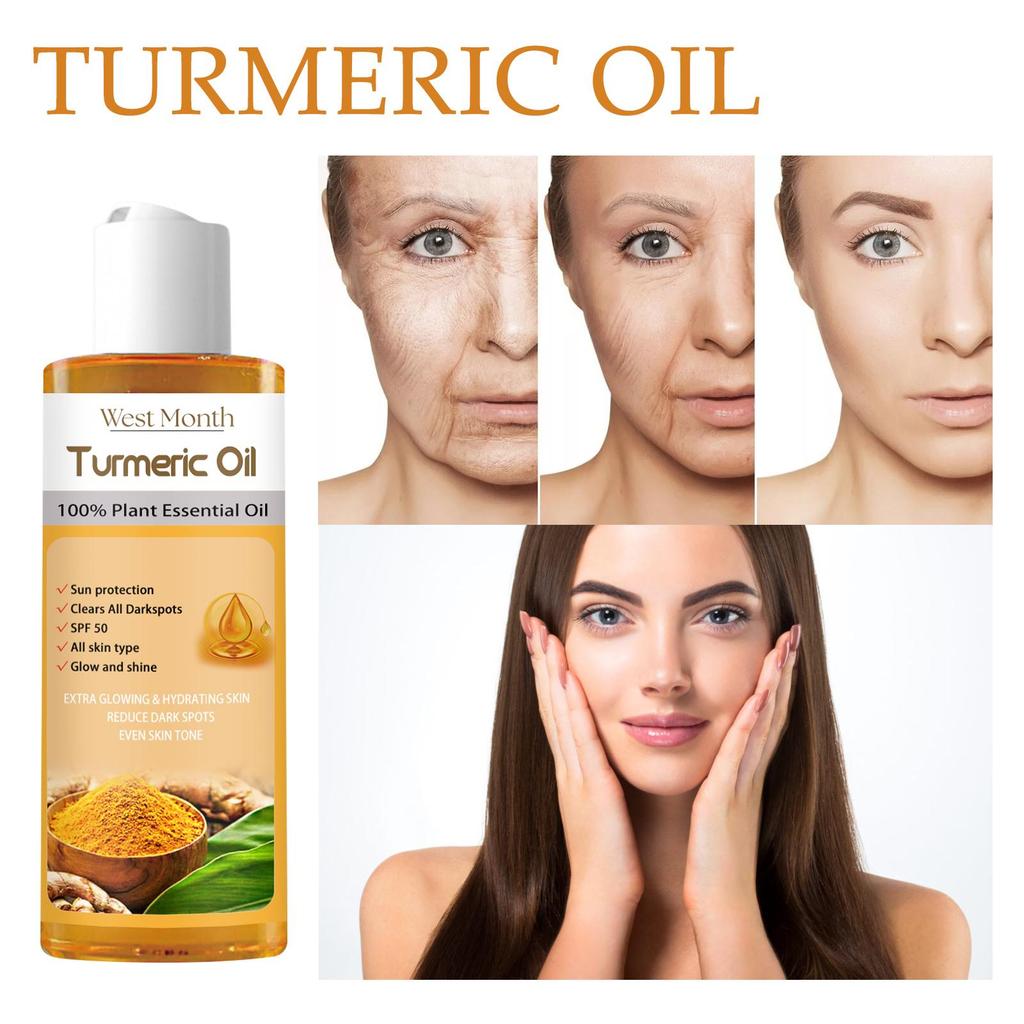 West Month Turmeric Multi-Purpose Essential Oil - 2-in-1 for Facial Brightening/Improving Dullness/Deep Hydration/Moisturizing/Hair Growth/Facial Care