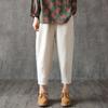 Women Spring High Waist Solid Color Pockets Loose Trousers Ninth Harem Pants