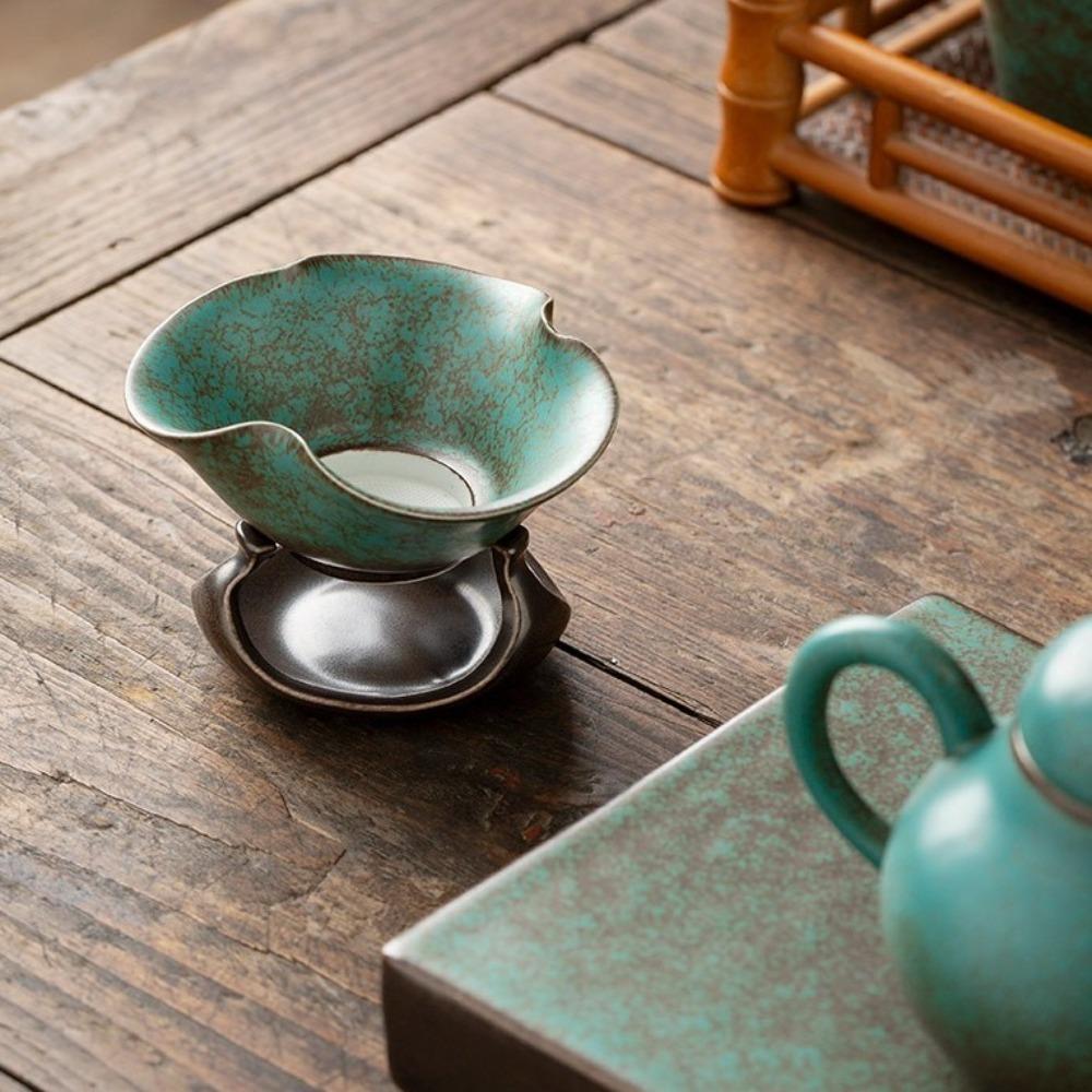 Retro Tea Leaf Filter Kiln Baked Tea Separator Tea Filter Ceramic Tea Strainers Office