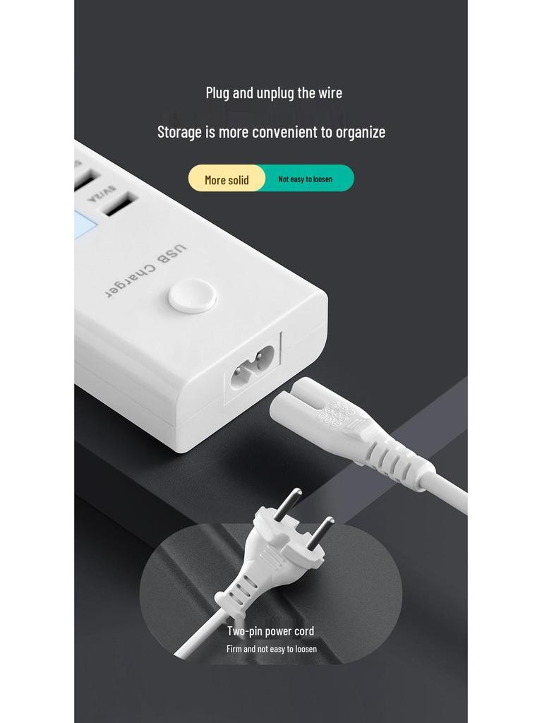 Travel Power Strip with Multi-USB Ports and Extension Cord