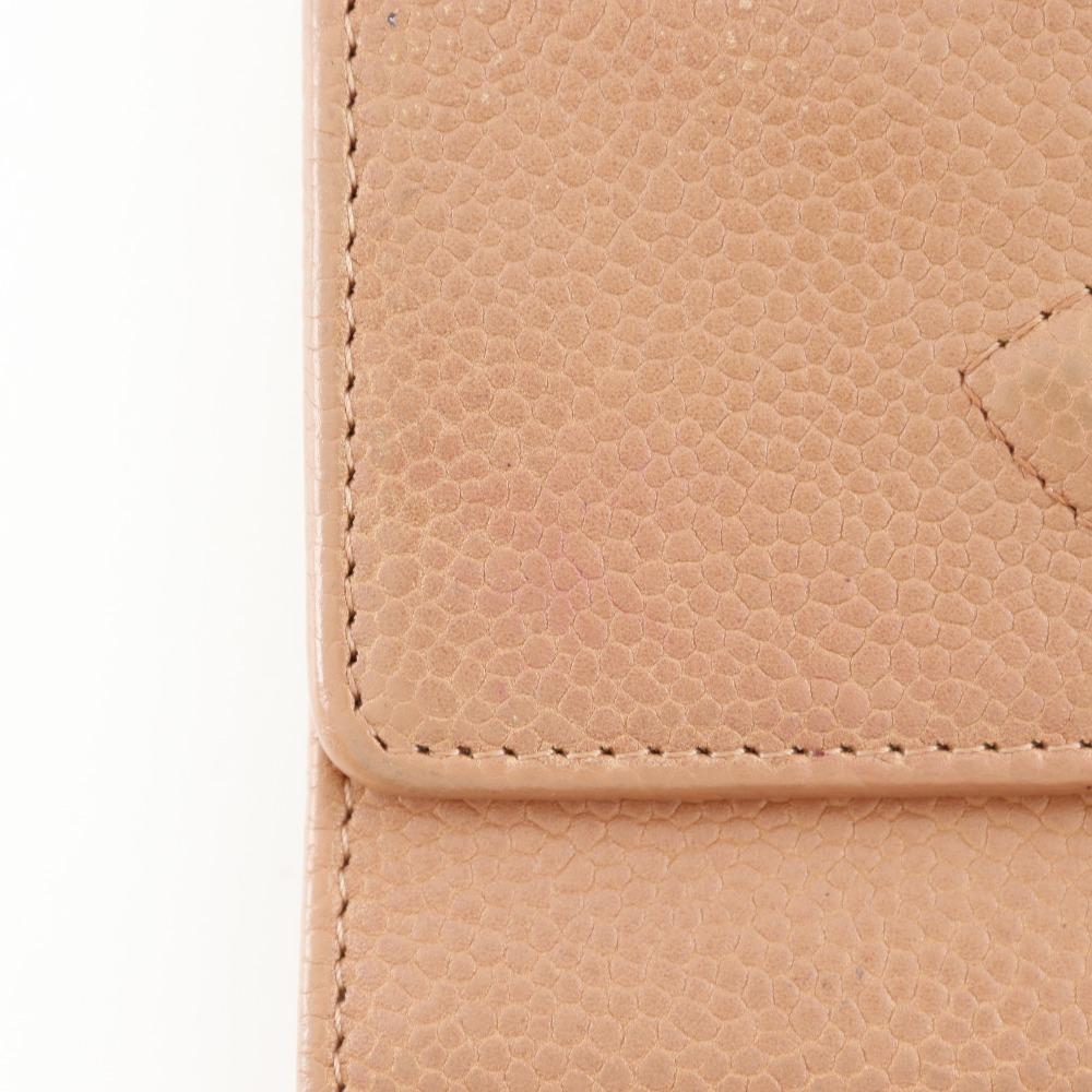 Chanel COCO Mark Tri-fold Wallet Pink Caviar Skin Women Used