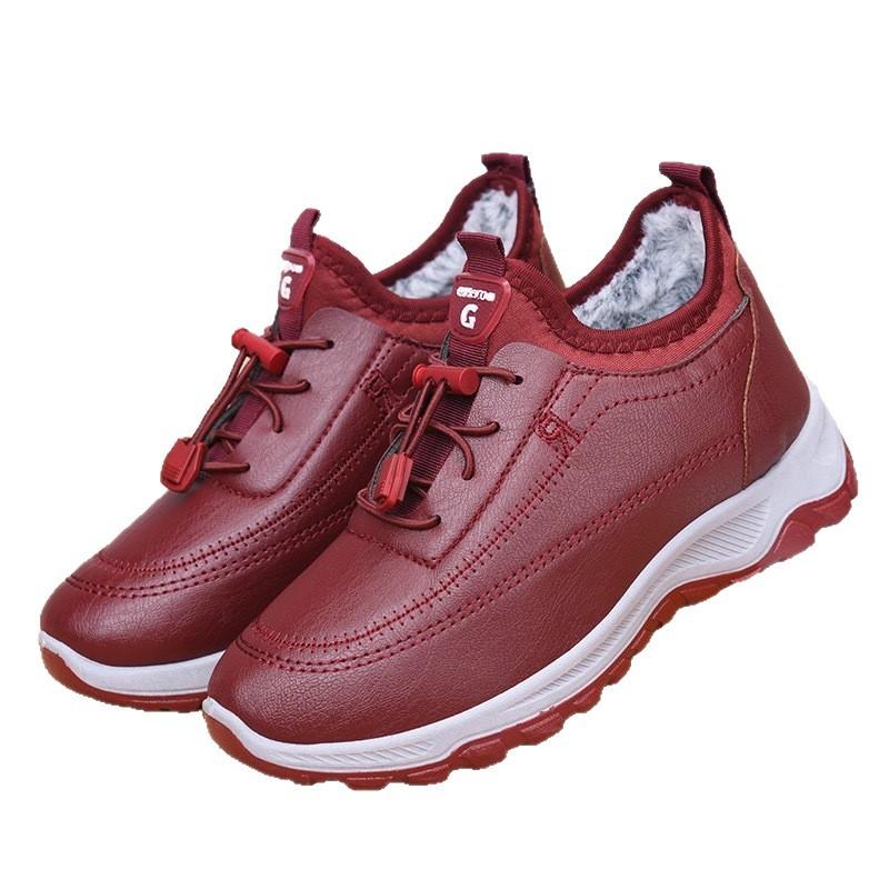 Winter new velvet thickened cotton shoes soft sole non-slip medium leather surface waterproof and warm