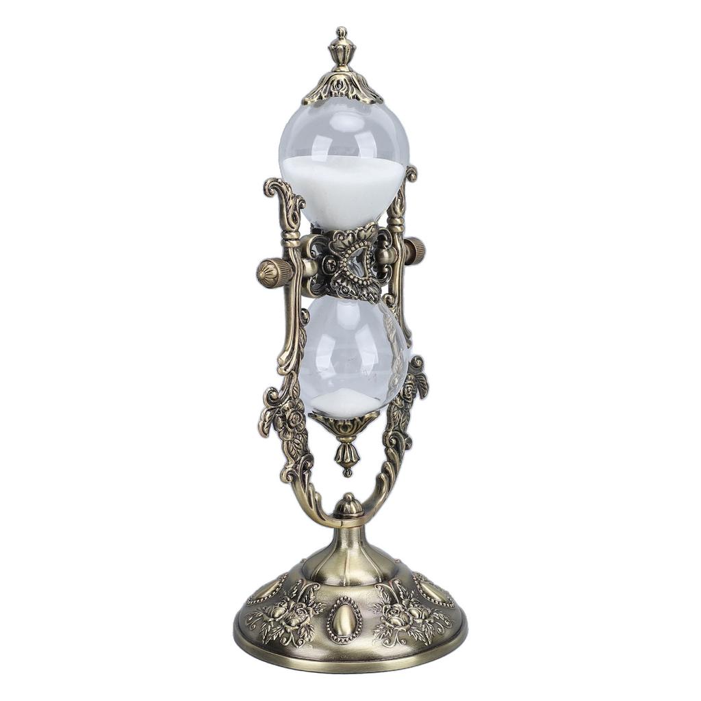 Sand Timer With Stand Vintage 15 Min Engraving Embossed Golden Hourglass Timer for Shelf Decor