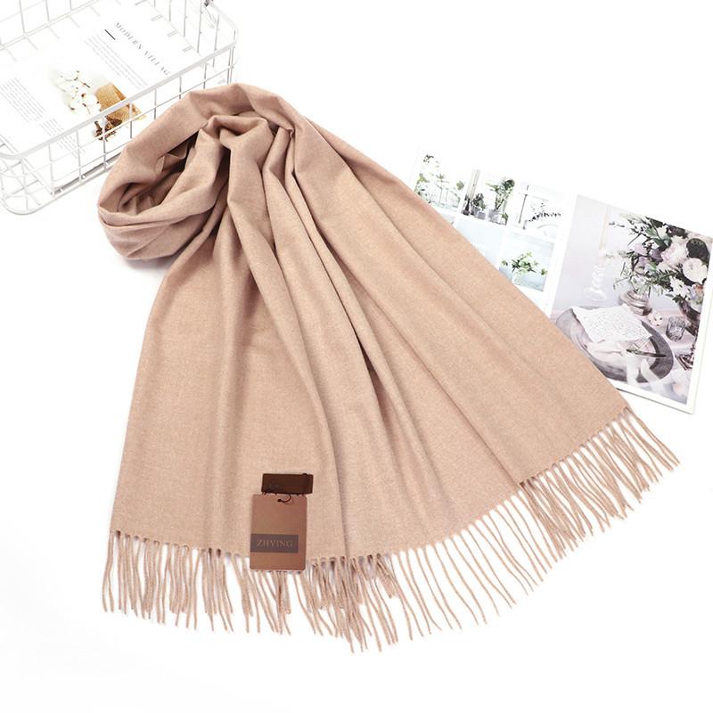 Women's Wool Scarf Autumn and Winter New Thickened Warm Shawl Solid Color Cashmere Scarf Men's Winter Scarf