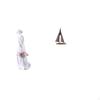 Porcelain Lady And Sailboat Statue Modern Nordic Girl Figurine with Sailing Ship Ornament for Shelf