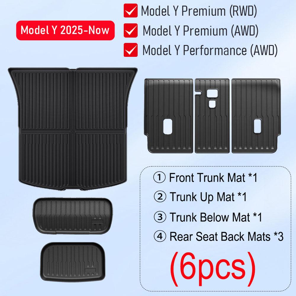 All Weather Cargo Liners for 2025 2026 Tesla Model Y Juniper Model 3 Trunk Mat Front and Rear Frunk Trunk Tray Mats Accessories