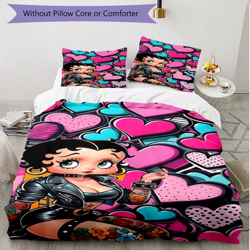 3pcs Duvet Cover Set (1*Duvet Cover + 2*Pillowcase, Without Core), Sexy Doll Print Soft All‑Season Bedding Set, Home Bedroom Decor Gift