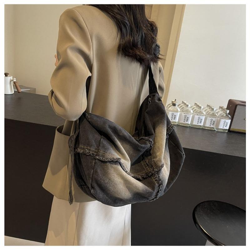 Large Capacity Denim Pillow Bag Women 2025 New Retro Casual Tote Bag