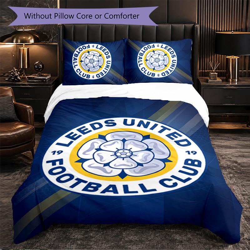 Biancheria da letto a tema Leeds United Set 3 Pezzi Copripiumino Biancheria da letto Decorativa Per Camera Adolescenti Decorazione Casa
