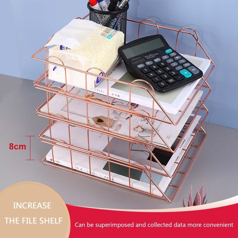 Modern Stackable Letter Tray Desktop Organizer Under Desk Hanging Organizer Metal Paper Tray for Women Men Student Staff