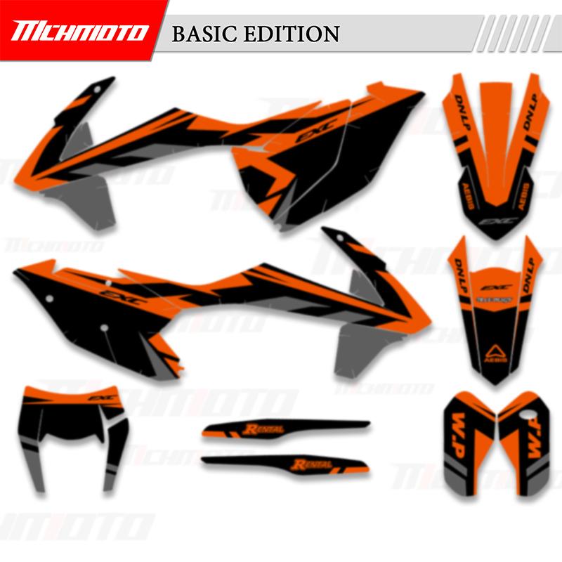 MCHMFG Graphics Backgrounds Decal Stickers Kit For KTM 125 250 300 350 450 SX SXF 2016 2017 2018 EXC EXC-F XCW 2017 2018 A no number (EXC)