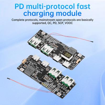22.5W Quick Charging Mobile Power Module QC PD SCP Digital / LED Display Type-C USB Power Bank Circuit Board With NTC Sensor