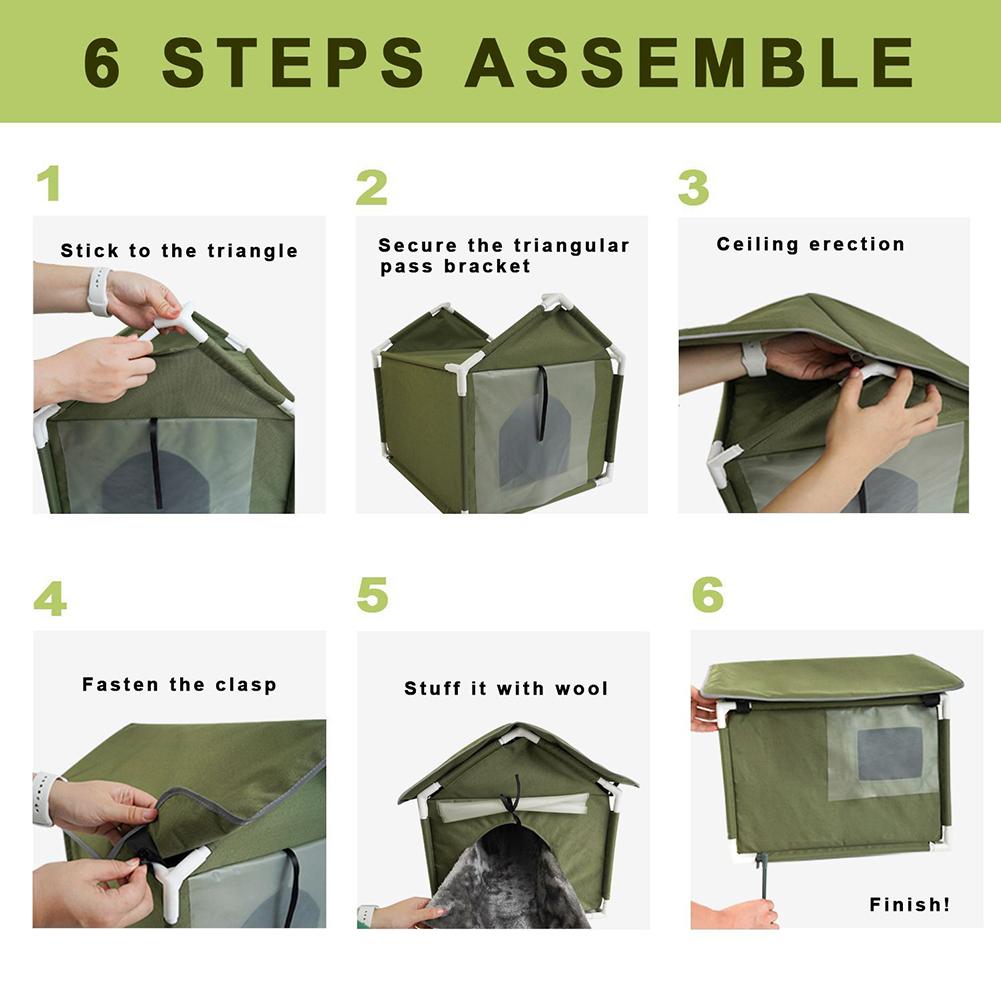 Cat House Weatherproof Warm Foldable Feral Cat Shelter With Removable Mat For Outdoor Indoor Cats Dogs Small Animals