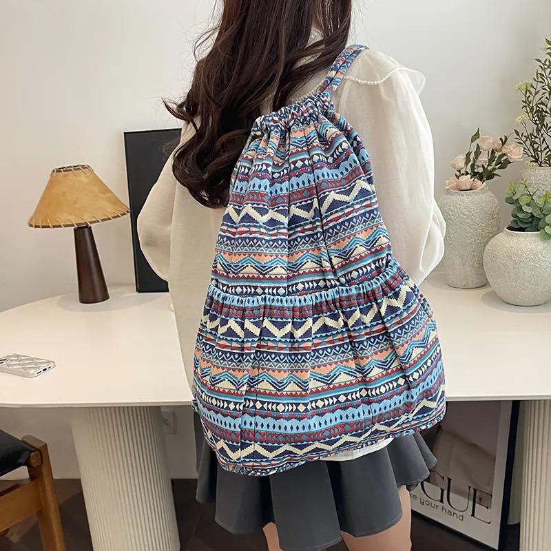 WTEMPO Retro Elegant Versatile Printed Backpack Outdoor Sports Bags Large Capacity Lightweight Travel Backpack Fitness Bags Yoga Bags