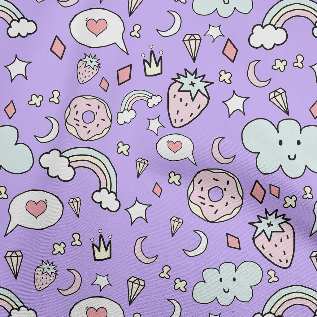 oneOone Cotton Poplin Amethyst Fabric Kawai Diy Clothing Quilting Fabric Print Fabric By Yard 42 Inch