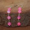 Natural Pink Opal Gemstone Dangle Earring, Multifire Opal Round Beads Earrings, Fire Opal Smooth Beads Earring for Her, Handmade Earrings
