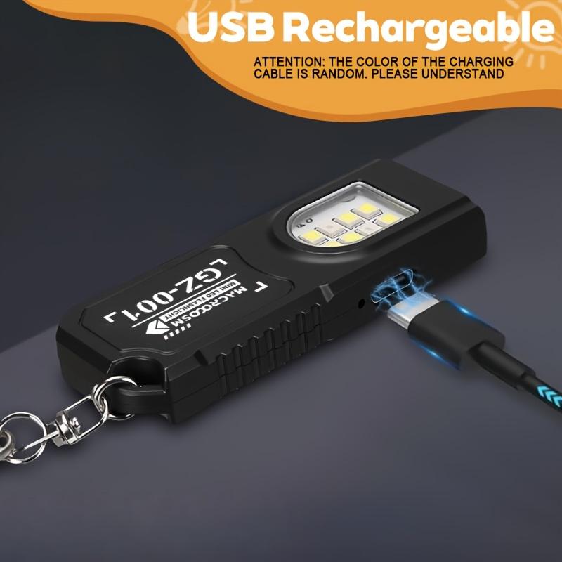 Mini LED Schlüsselanhänger Taschenlampe, multifunktionale USB-ladbare Handtaschenlampe, Outdoor-Hutclip-Licht, für Camping, Wandern, Angeln, Notfallsituationen