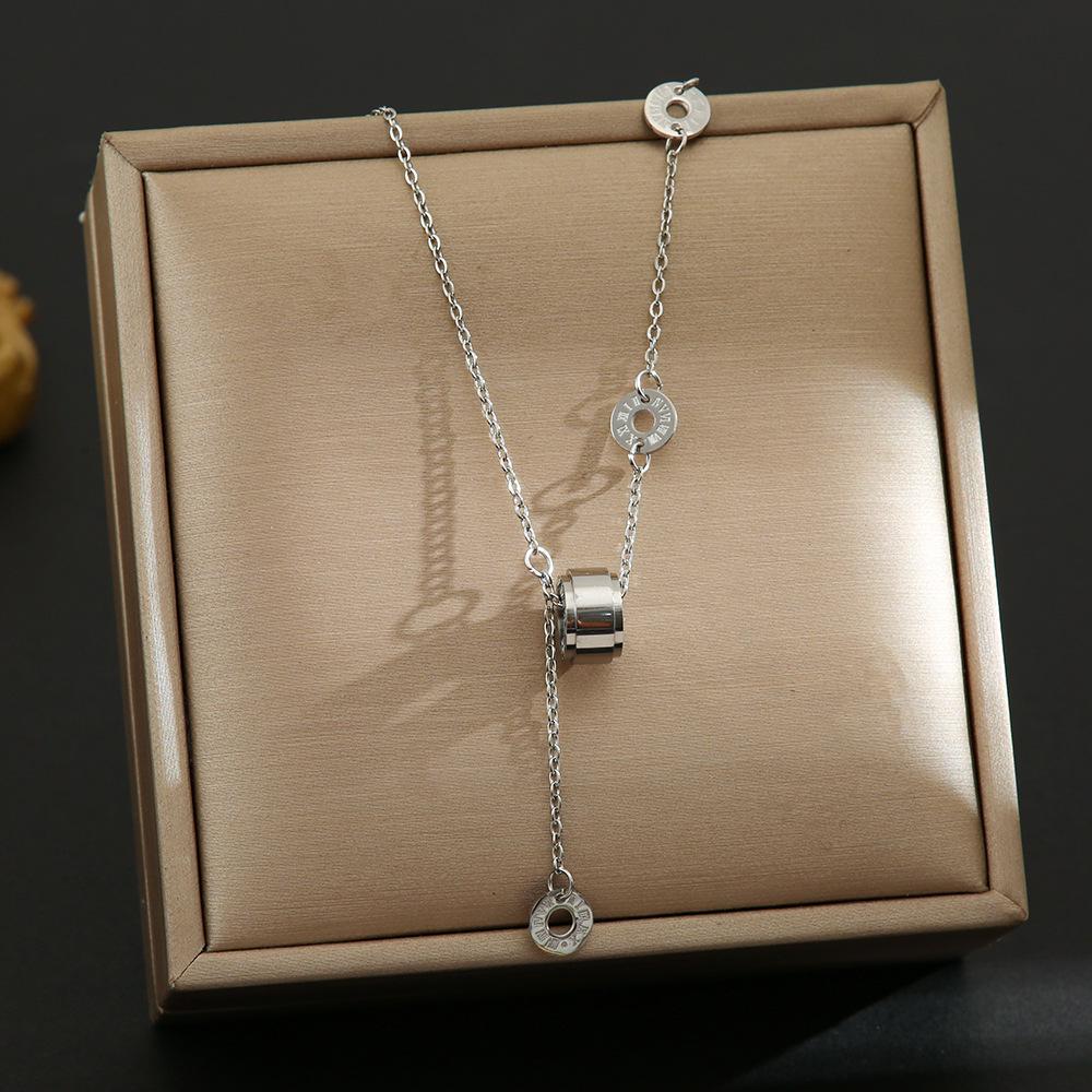 Women's Silver Titanium Steel Necklace with Micro-Inlaid Zircon - Elegant, Durable Clavicle Chain Jewelry