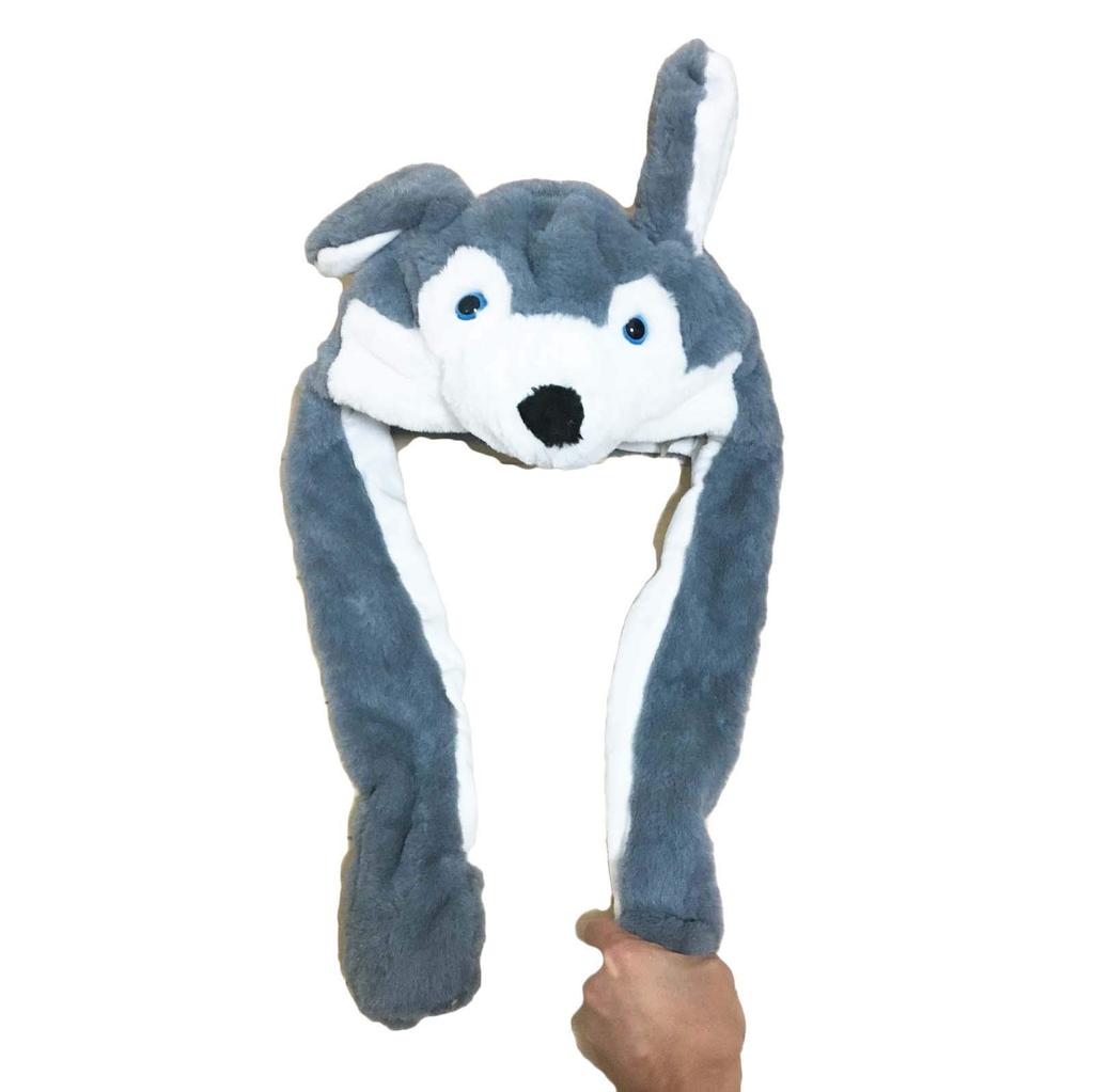 Animal Hat with Moving Kigurumi Plush Headgear [TRAX SHOP] Ears, Toy, (Wolf (Gray))