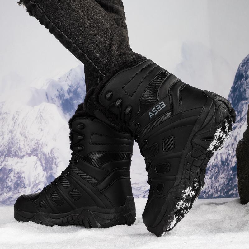 

New outdoor high-top tactical boots men s desert combat boots men s large-size snow boots piled and thickened cotton boots 47 чорний