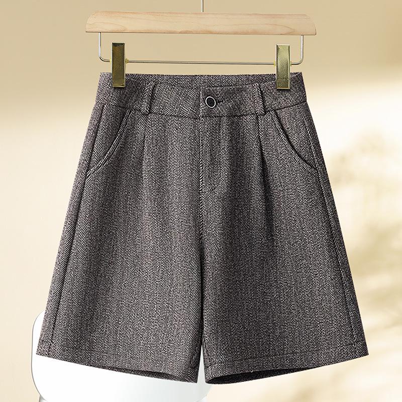 Women's High Waist Woolen A-line Shorts - 2025 Spring Collection