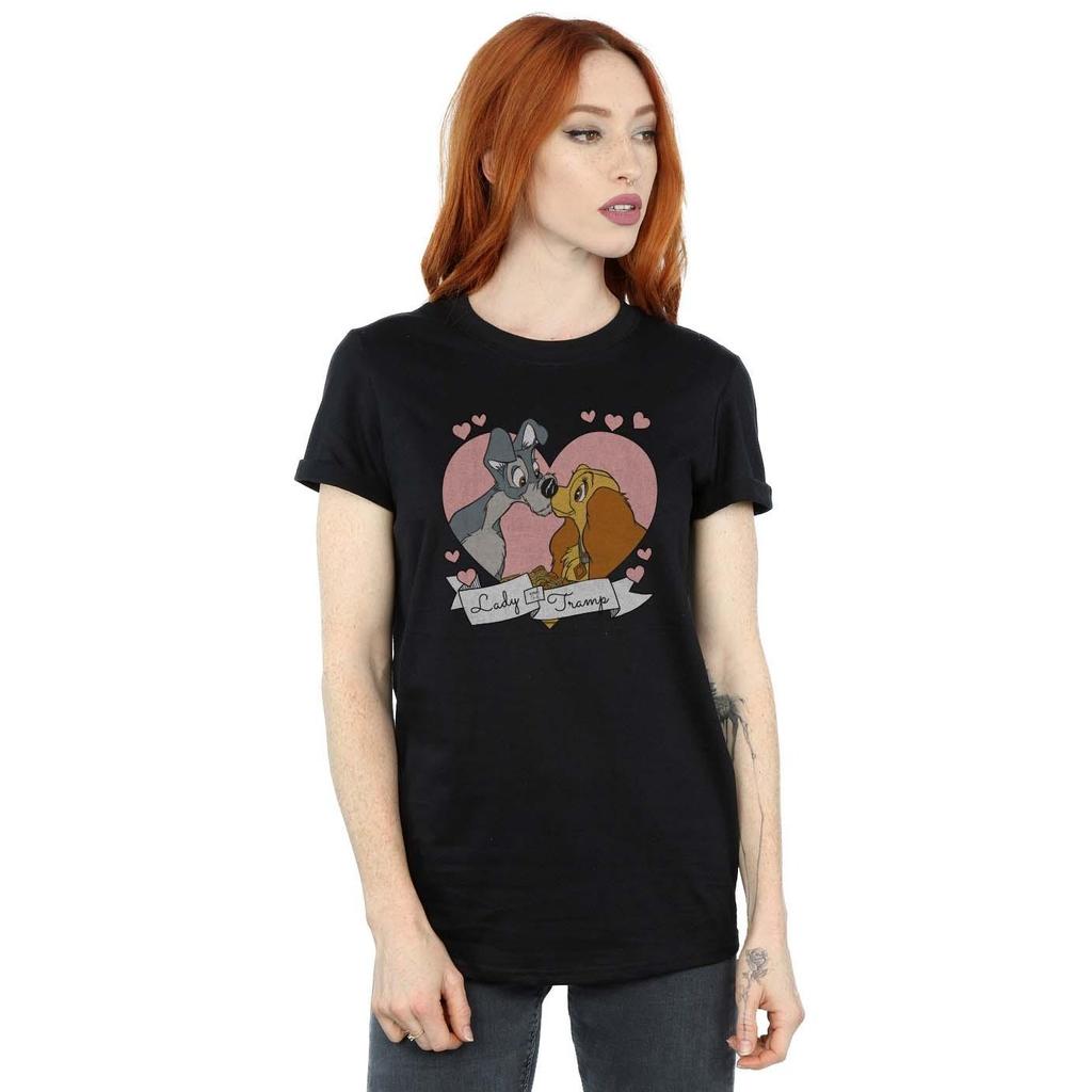 Disney Womens/Ladies Lady And The Tramp Love Cotton Boyfriend T-Shirt