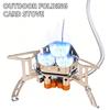 Portable 3 Burner Camping Gas Stove Foldable Windproof Outdoor Card Type Stove Mini High Power Backpacking Gas Cooker for Picnic