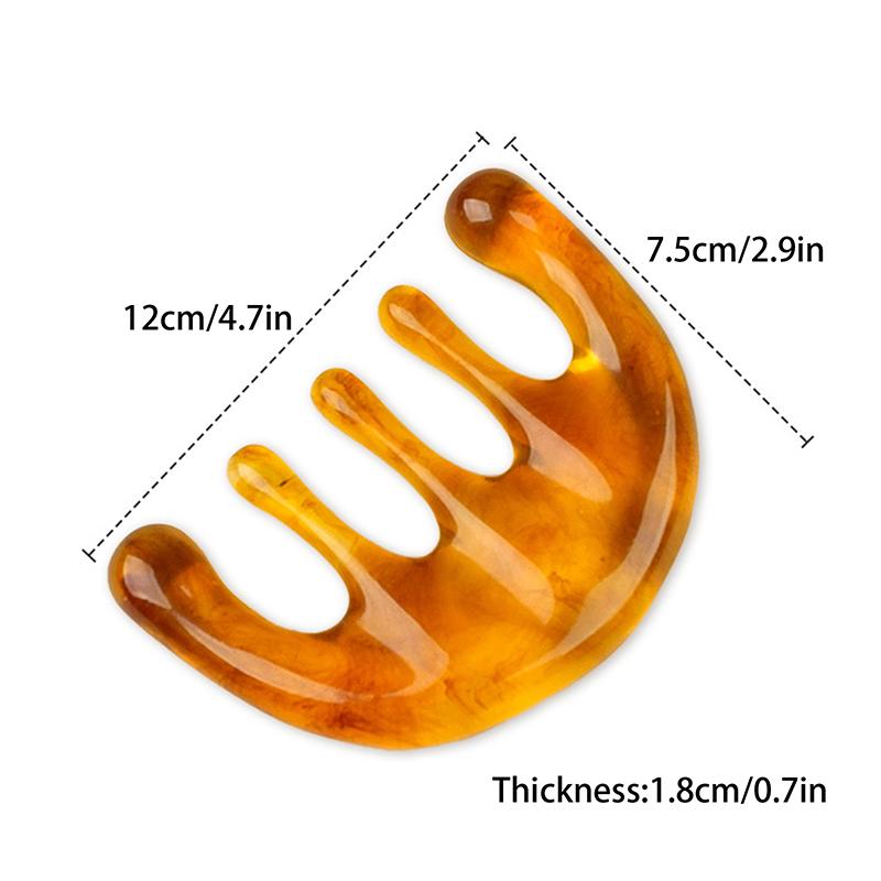 

Head Acupoint 5-Tooth Meridian Blood Massage Comb Resin Large-Tooth Head Massage Tool 5-Paw Half Round Shape Comb кавовий