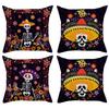 Day Of The Dead Pillow Covers Dia De Los Muertos Sugar Skull Flower Throw Pillow Covers 18X18 Set Of 4 Pillow Case