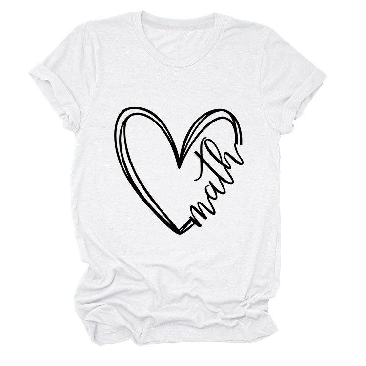 Summer Minimalist Heart-shaped 3D Printed Short Sleeved Women's T-shirt