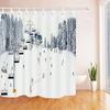 Winter Travel Snow Mountain Skiing Cable Car Polyester Fabric Snow Bath Curtain,Christmas Bathroom Shower Curtains with Hooks