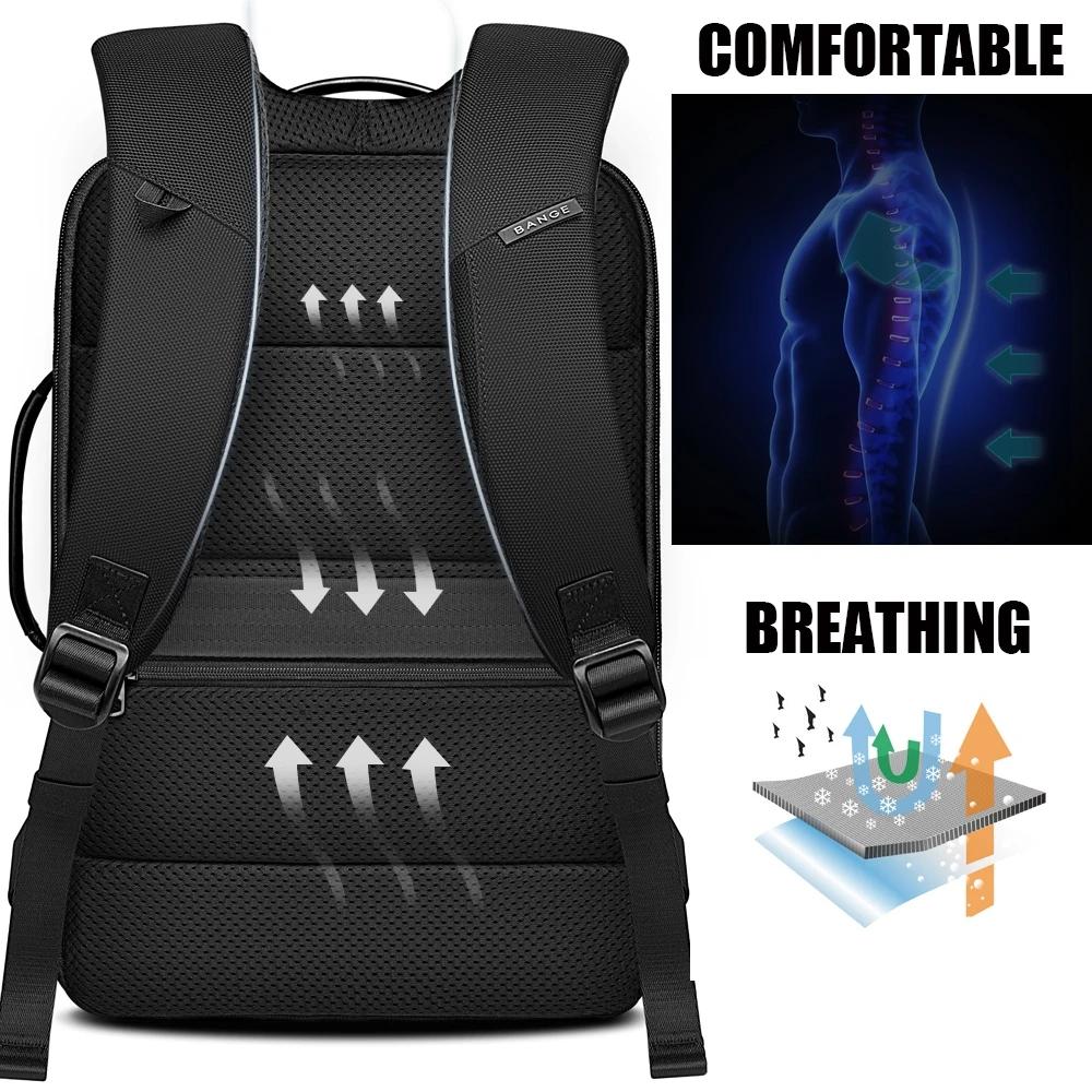 Bange Fashion Men 15"Laptop Backpack External USB Charging Computer Backpacks Anti-theft Waterproof Travel Backpack for Unisex