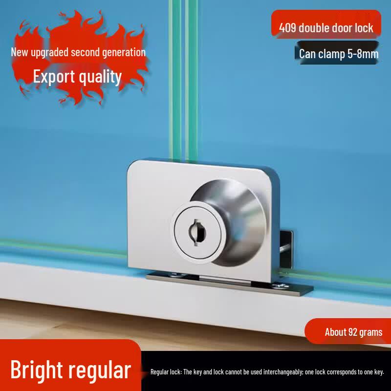 Rongyu No-Drill Zinc Alloy Double Glass Door Lock