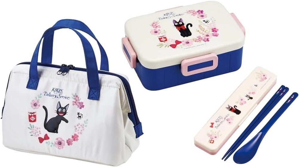 Skater Gigi French Antibacterial Lock Lunch 1 Combo Set Insulated Lunch Clasp Cat Character Tight Set 4-Point Box, Tier, 650ml, (Chopsticks/Spoon),