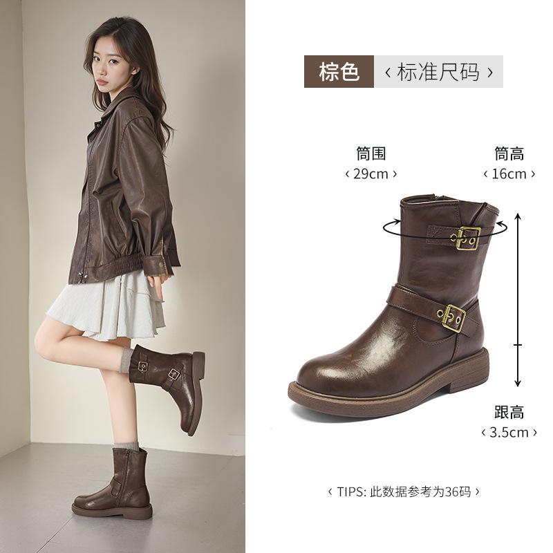 Brown Martin boots new autumn retro British style boots small platform short boots