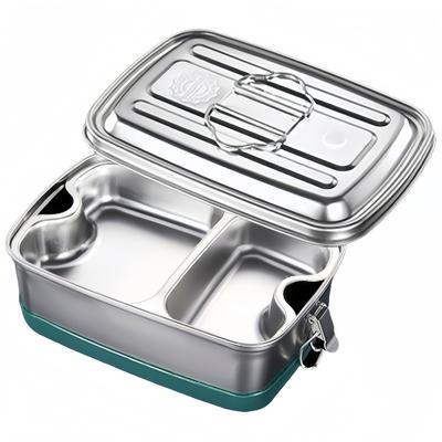 Doppellagige Edelstahl-Lunchbox mit sicherem Verschluss und auslaufsicherer Dichtung, Lebensmittelbehälter für Schule, Büro, Outdoor