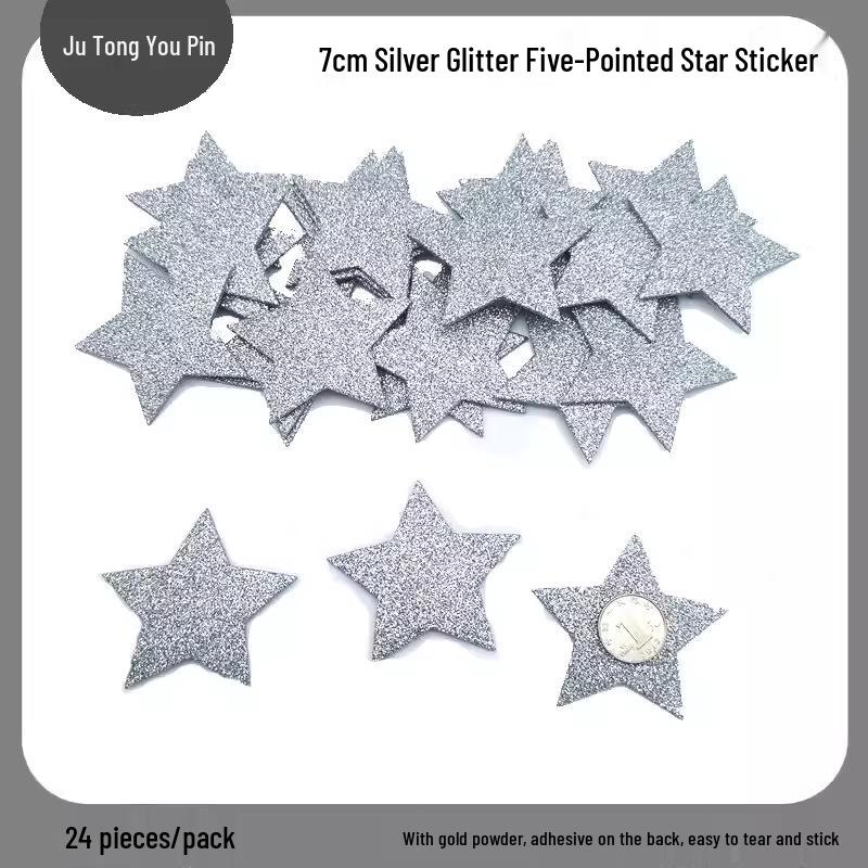 Gold Glitter Five-Pointed Star Foam Stickers for Kindergarten - Small EVA Geometric Shapes