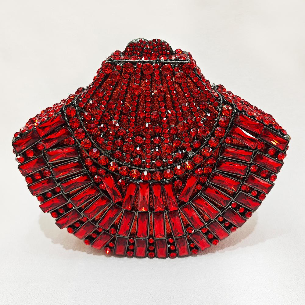 

Red Crystal Glass Evening Bag Hard Metal Women s Wedding Bridal Purse Party Prom Handbag Minaudiere Lady Diamond Bridal Clutch 20cmX12cmX8cm