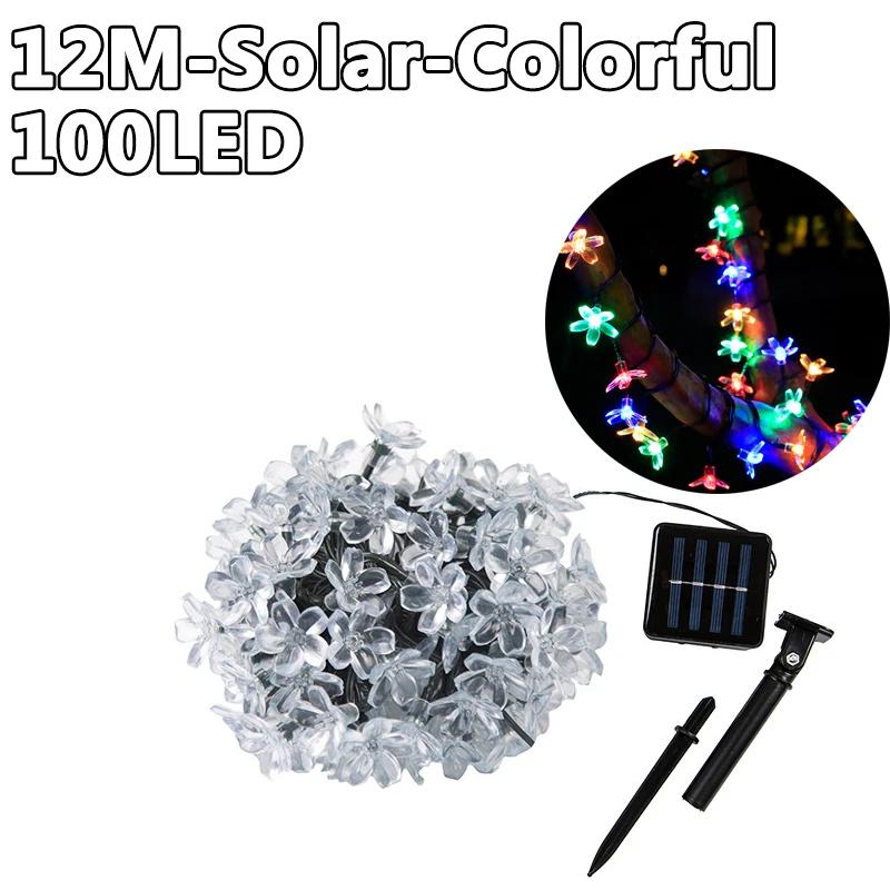 10M/7M Solar String Christmas Lights Outdoor 100/50/20LED 8Mode Waterproof Flower Garden Blossom Lighting Party Home Decoration