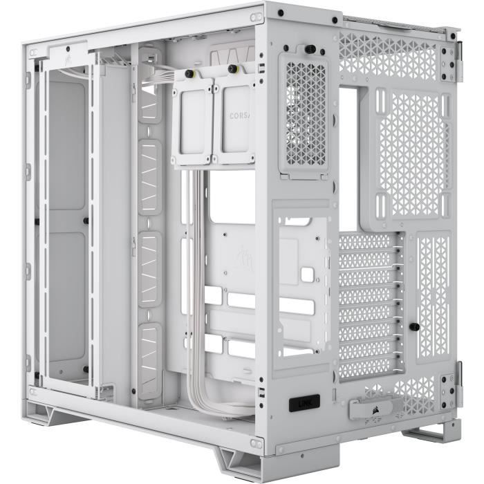 Boîtier pc - corsair - 6500x tempered glass mid-tower dual chamber - blanc